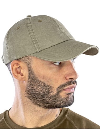 RES-RC054X-Washed Fine Line Cotton Cap With Sandwich Peak